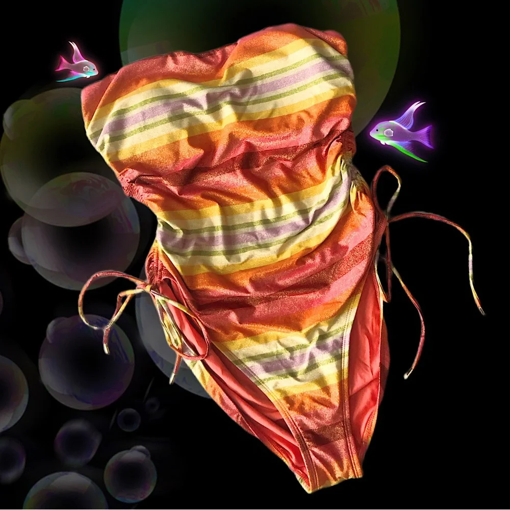 Robin Piccone 🧡💚💜 GRETA BANDEAU ONE PIECE Bathing suit - Picture 3 of 4